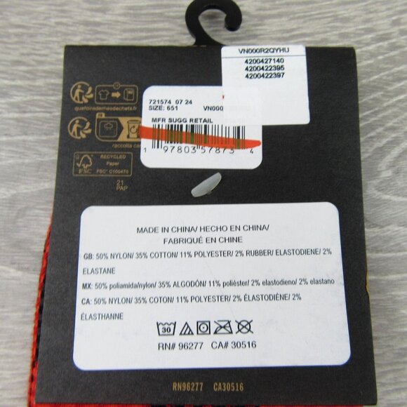 Vans Checkered Plaid Half Crew Socks Women's Size 6.5-10 Red Black (1 Pair) NEW - Picture 10 of 11